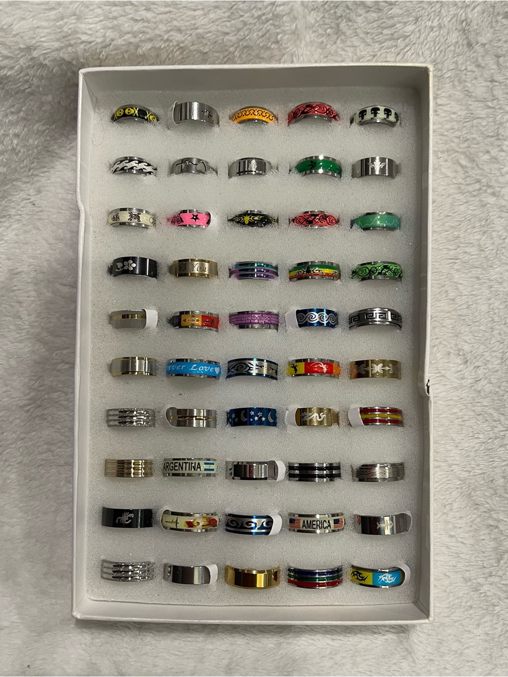 Choice of 1 Multicolor Stainless Steel Decorative Band Rings-Unbranded